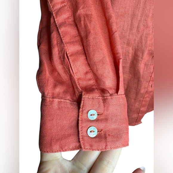 C&C California women’s 100% linen button down long sleeve shirt size small used - Picture 6 of 6